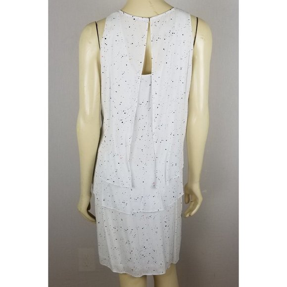 Metaphor sleeveless tiered comfortable rayon white dress with light polka dots L - Picture 2 of 12
